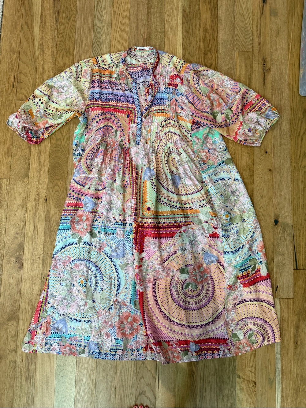 🌸 Johnny Was Britta Silk Mosaic Tile Maxi Dress XL - Picture 10 of 13
